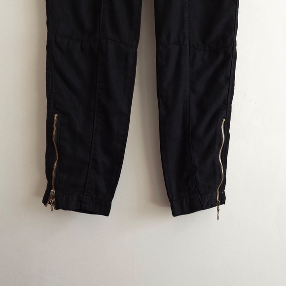7 for All Mankind Women’s Lyocell Twill Moto Ankle Zip‎ Crop Pants Black Sz 24 - Picture 4 of 12